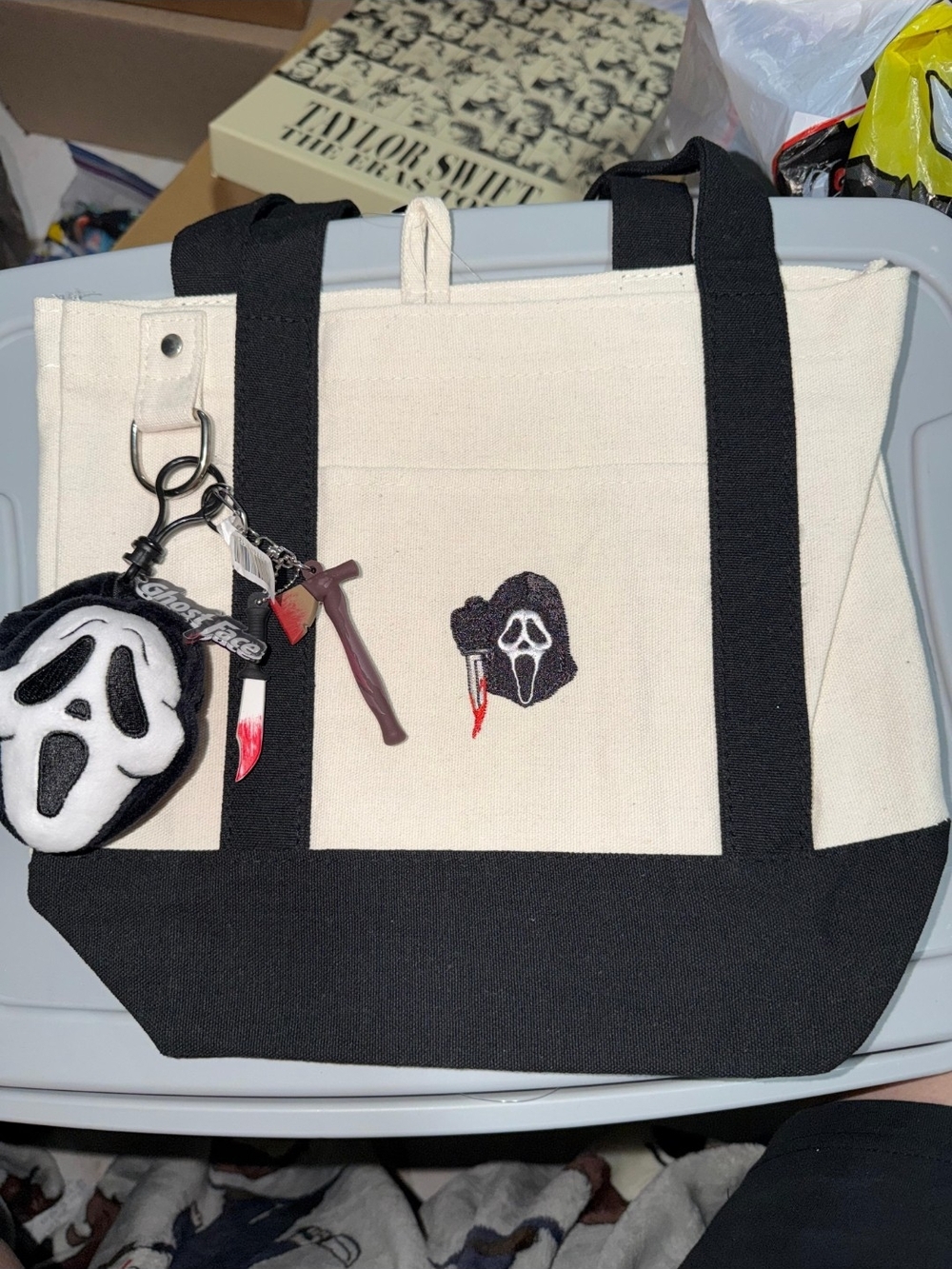 Ghost Face Tote Bundle With Bag Clips